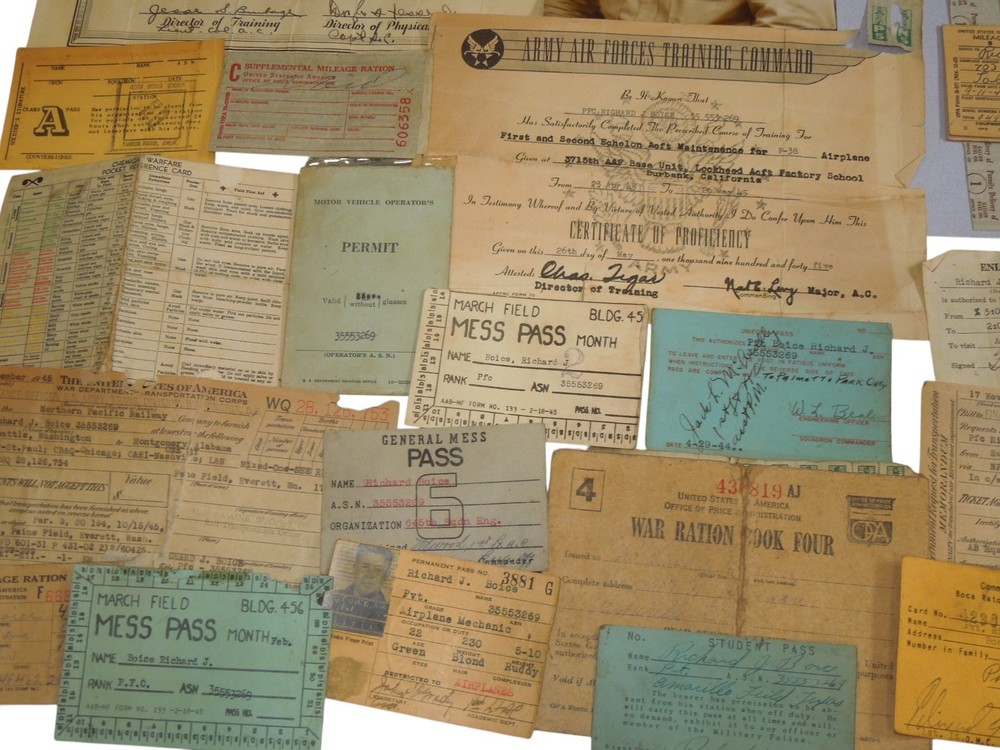 WWII US Army Air Force AAF Certificate Document Photo Group DR21