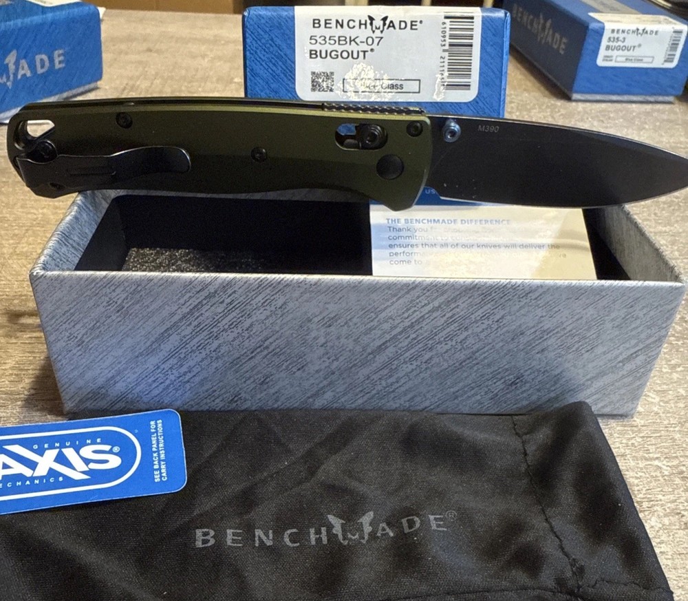 Bugout 535 Green Aluminum Handle M390 Black Blade Authenticity Unverified