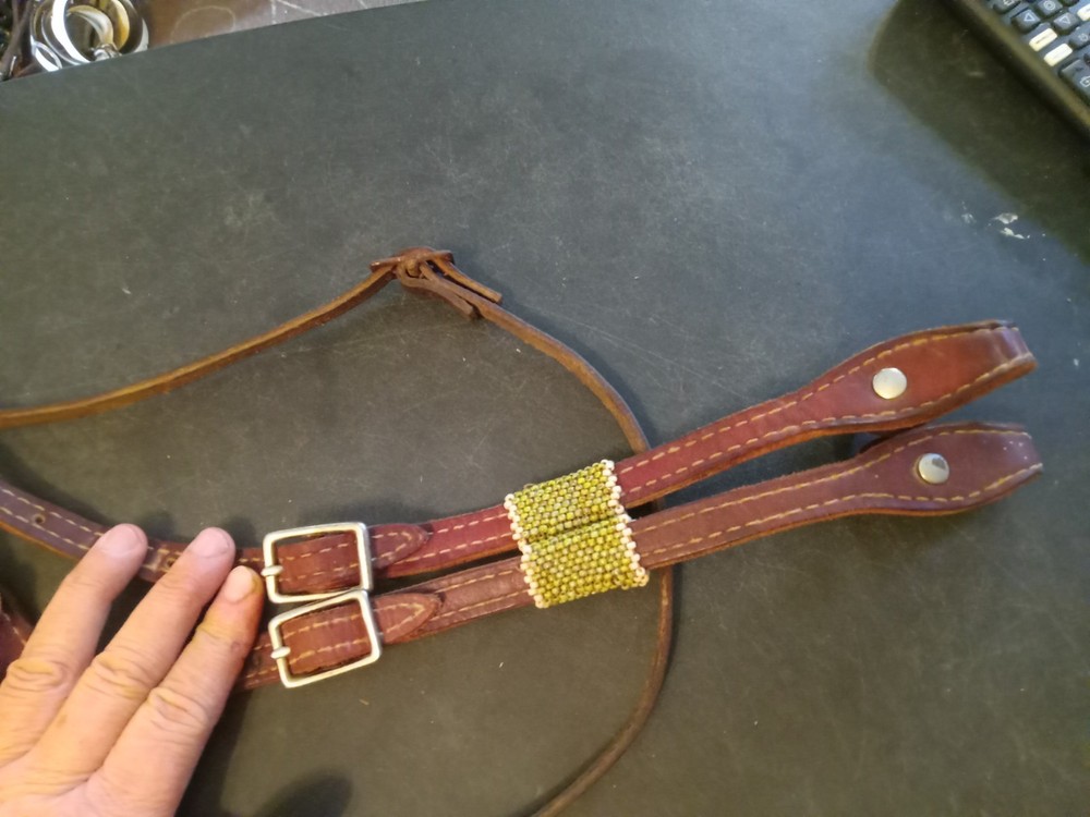 used leather one ear headstall beaded