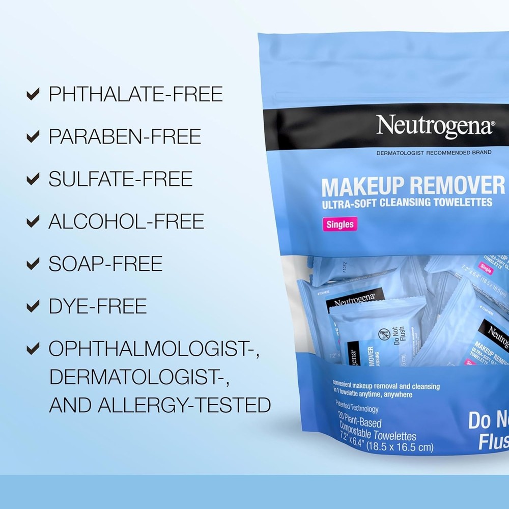 Neutrogena Makeup Remover Singles 20ct (2 Pack) Individually Wrapped Wipes