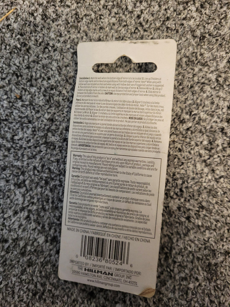 Mirror Holders 20lb/ 4 piece pack Hillman New