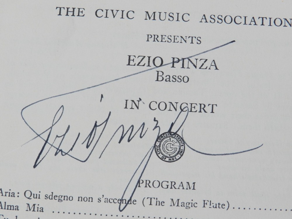 1938 Concert Program SIGNED BY EZIO PINZA, OPERA SINGER