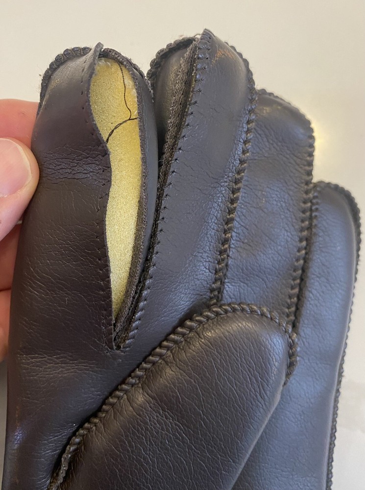 Men's Vinyl Black Gloves Rayon Knit Medium Size New *Defect Needs Sewing*