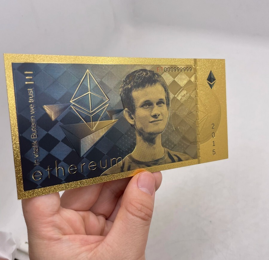 Ethereum Commemorative Gold Foil Note -Virtual CryptoCurrency Ledger ETH New