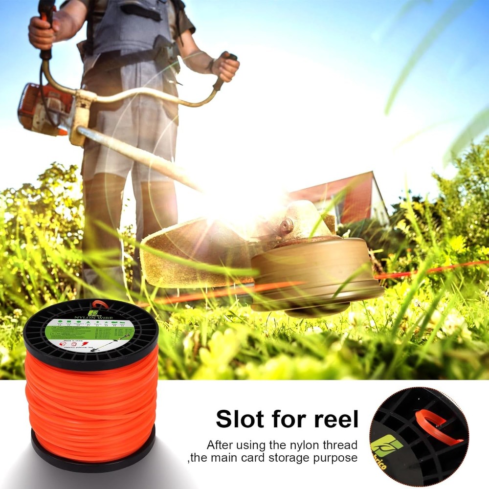String Trimmer Line, Square Orange Heavy Duty Weed Eater String, Premium Nylon U
