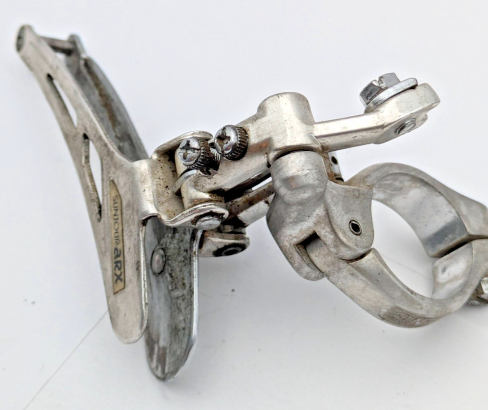 SUNTOUR ARX FRONT DERAILLEUR JAPAN MAEDA 28.6 CABLE STOP SILVER BOTTOM PULL
