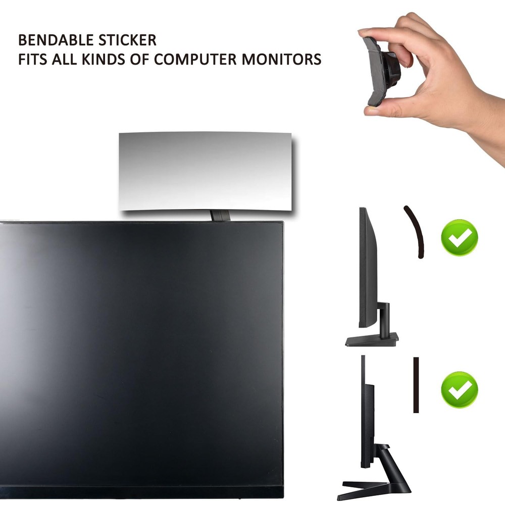 Acrylic Wide Angle Rear View Mirror for Cubicle Desk Computer Medium, Black