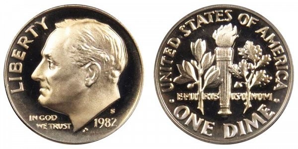 1982-S Gem Proof Roosevelt Dime Deep Cameo Clad