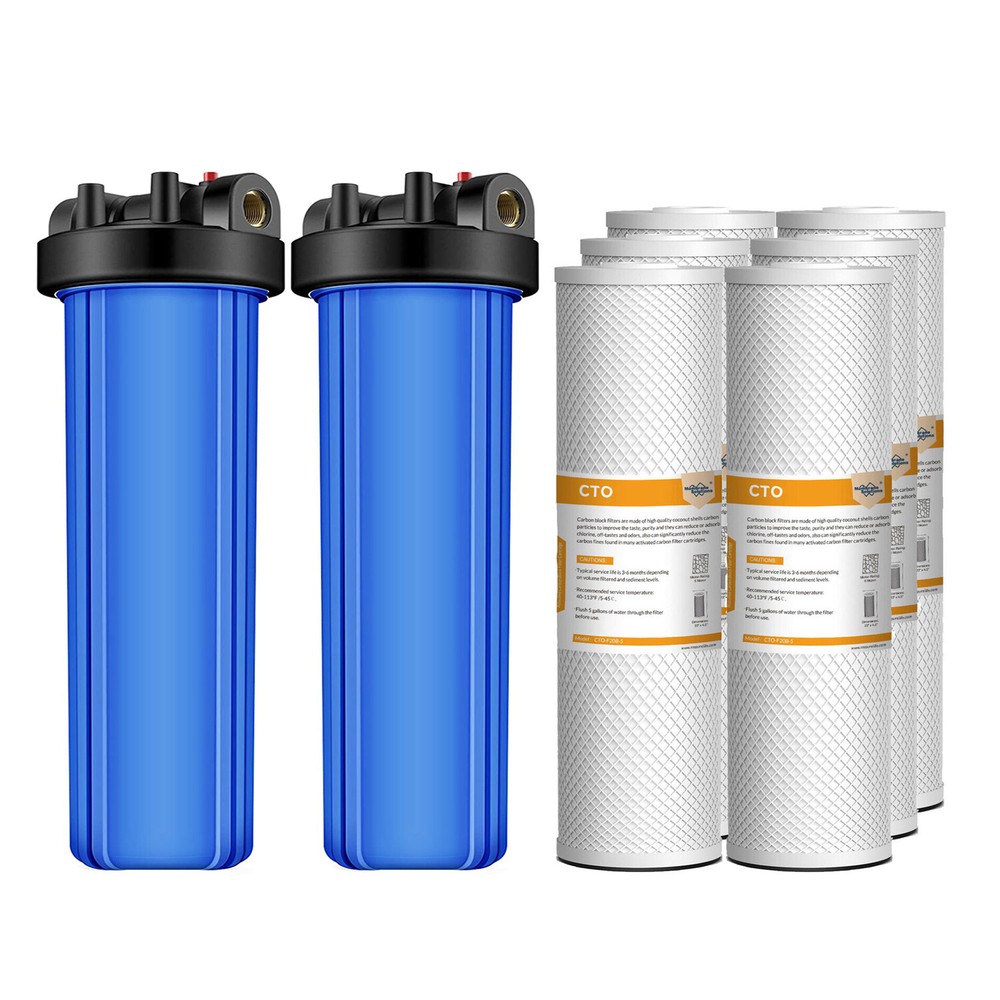 2Pack 20 Inch Whole House Water Filter Housing System 6PCS 20" x4.5" CTO Carbon