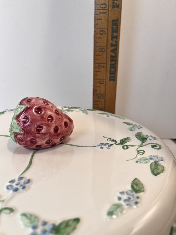 Handle Painted Ceramic Cake Plate Taker Made In Portugal