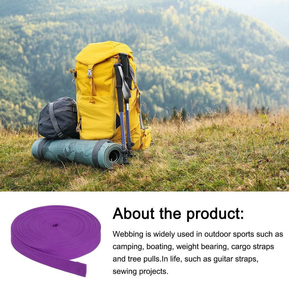 Nylon Webbing Strap 25 Yards 1" Polypropylene Lightweight Strap Purple