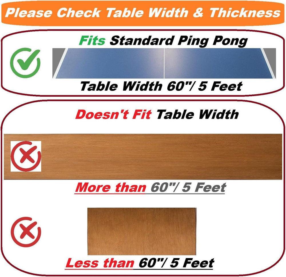 Professional Table Tennis Net Fits 1.8" Maximum Table Thickness | Screw Clamp Pi