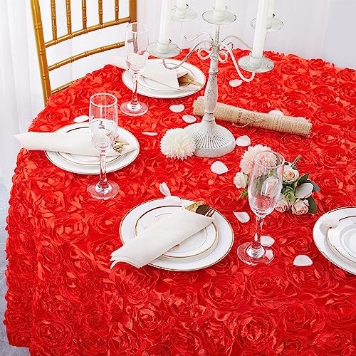 Rosette Tablecloth Wedding Decorations 90x156 156" x 90" (Rectangular) Red