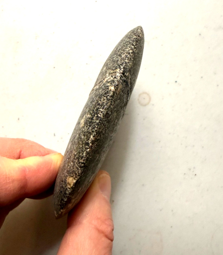 Rare Large Neolithic African Flat Disk Bead, 4" dia, Granite, Repaired