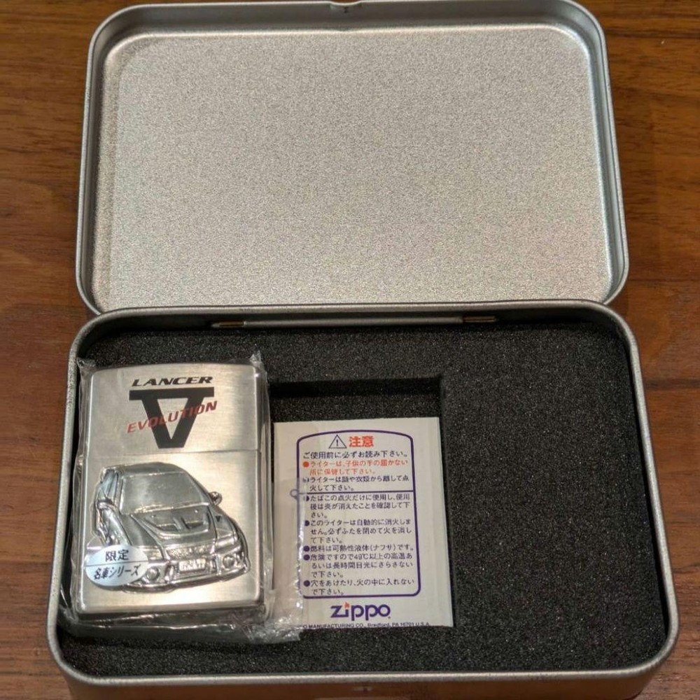 Zippo 1998 Mitsubishi Lancer Evolution 5 Double-Sided Design Silver Hairline