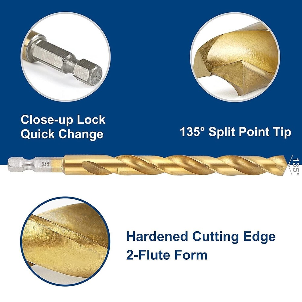 13pc Hex Shank Titanium Drill Bit Set (Quick Change)