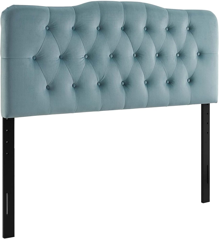 Modway Annabel Diamond Tufted Performance Velvet Queen Headboard in Light Blue