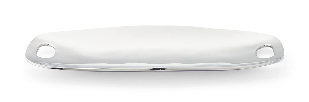 Nambé Handled Tray - Modern Rectangular Serving Platter with Curved Sides & Cut-