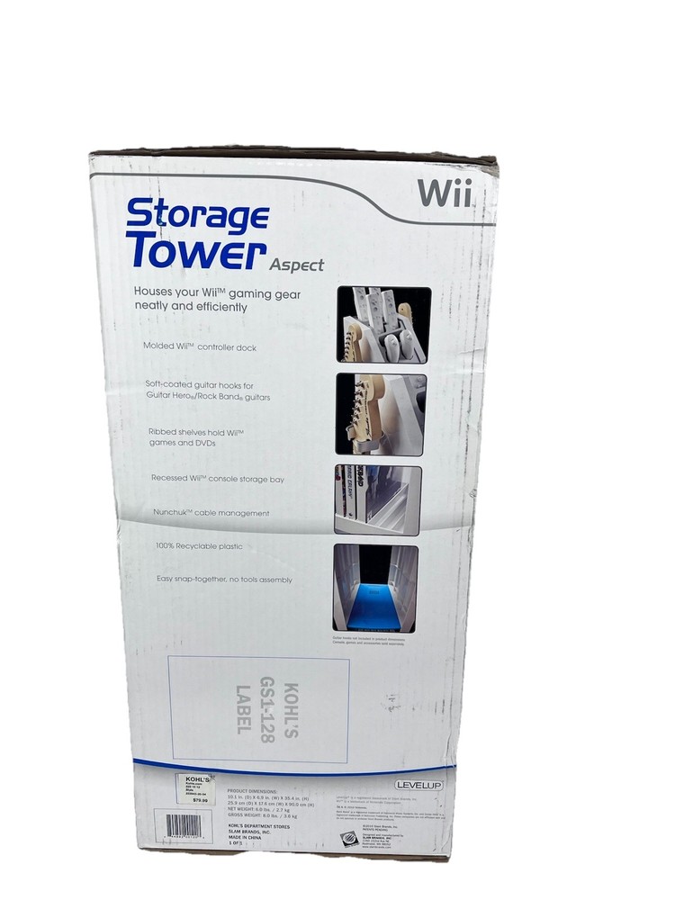 Nintendo Wii Storage Tower Stand Holds Console Games & Controllers 35” OEM New