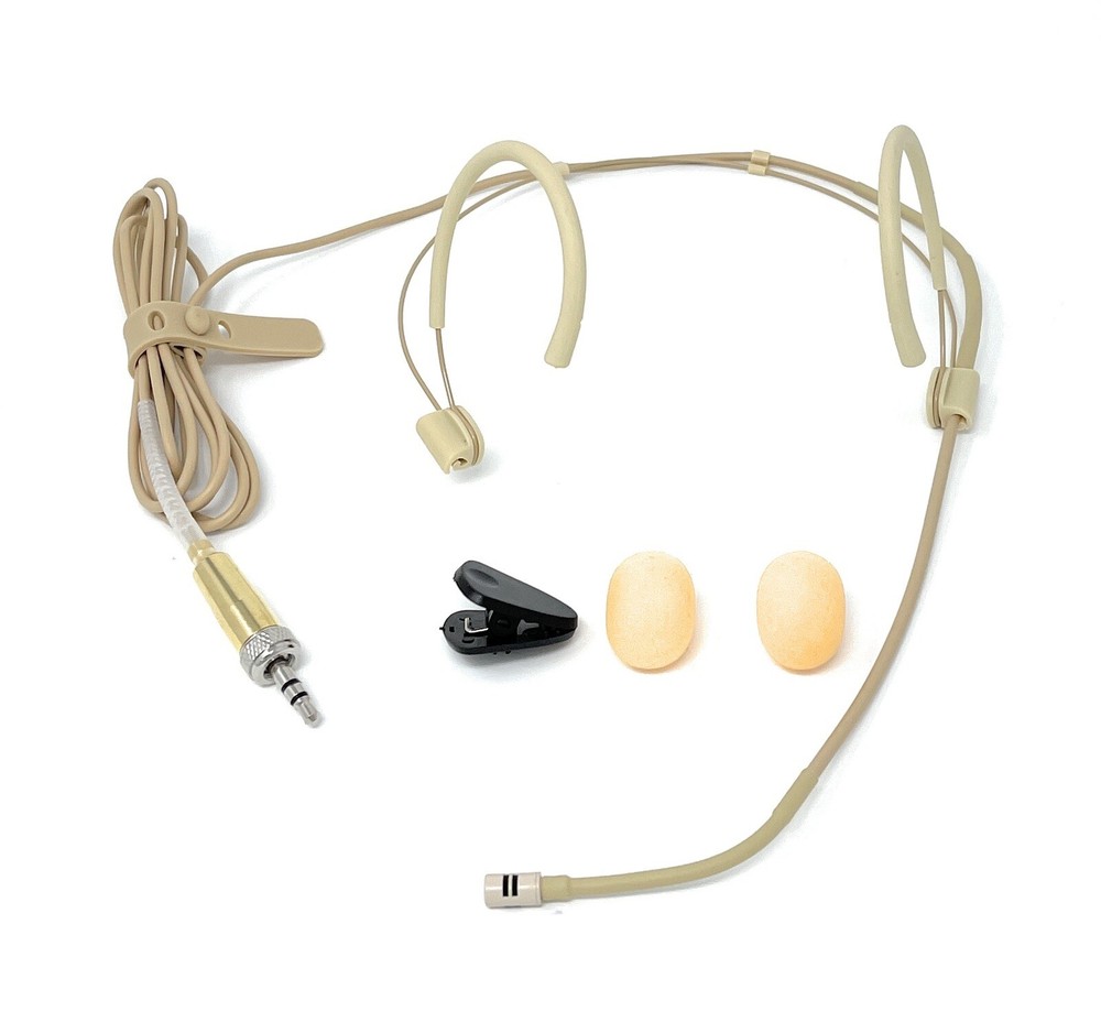 Beige Headset Mic Headworn Microphone Double earhook fits Sennheiser Wireless