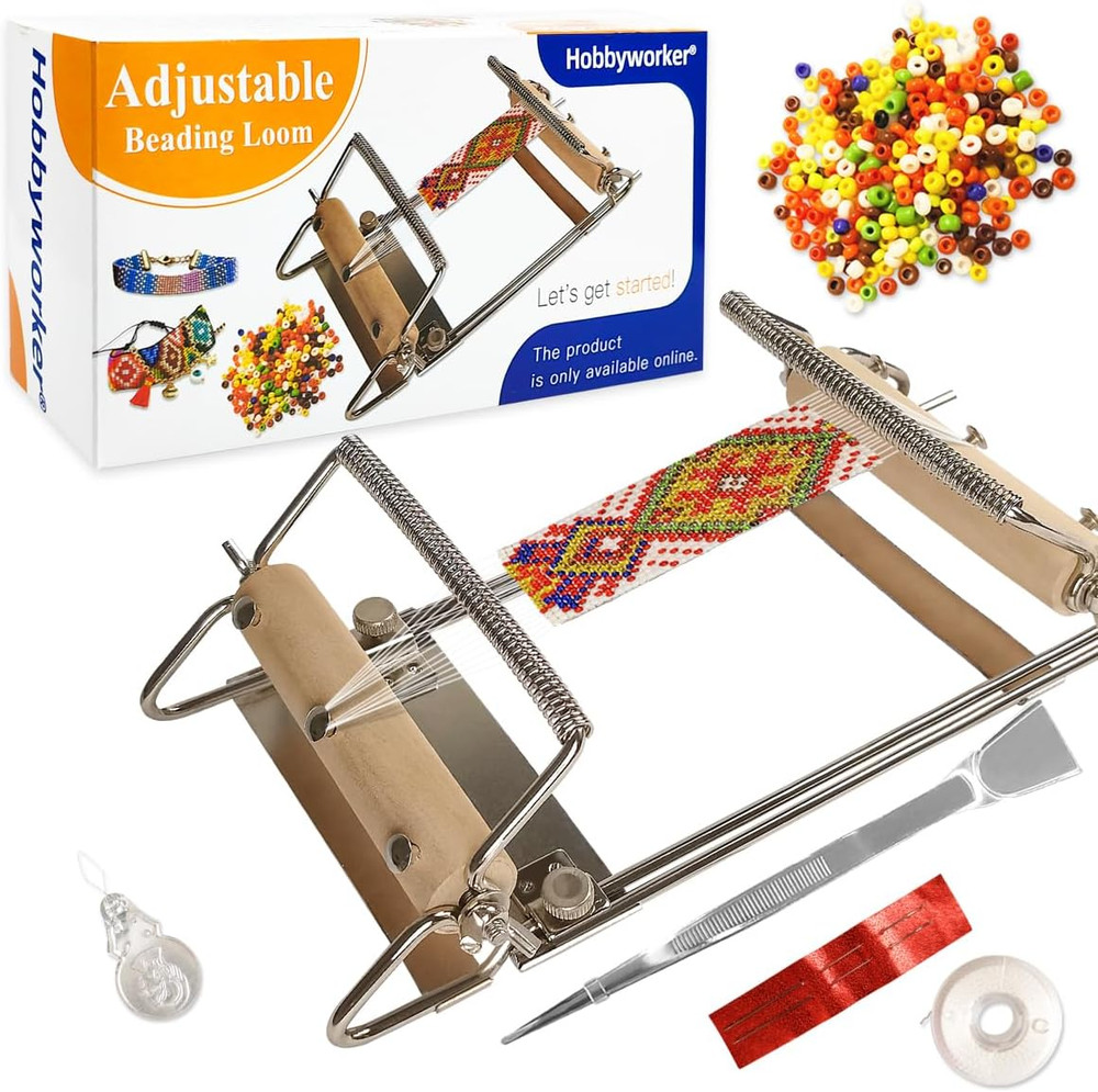 the Third Generation Beading Loom Kit with Seed Beads, Bead Needle,Thread,Needle