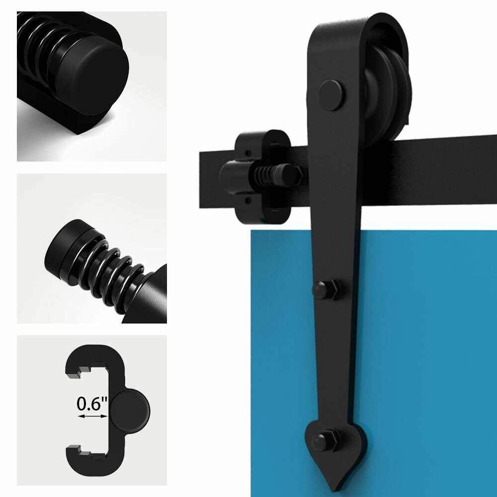 2pcs Upgrade Adjustable Spring Barn Door Stoppers Top Track Middle Both End