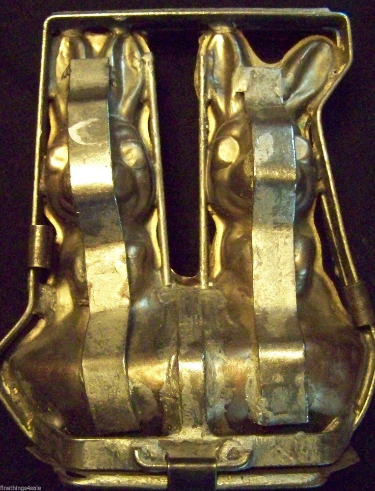 ExLARGE CHOCOLATE RABBIT CANDY MOLD EASTER BUNNY - TIN DOUBLE MODEL - BOOKENDS?