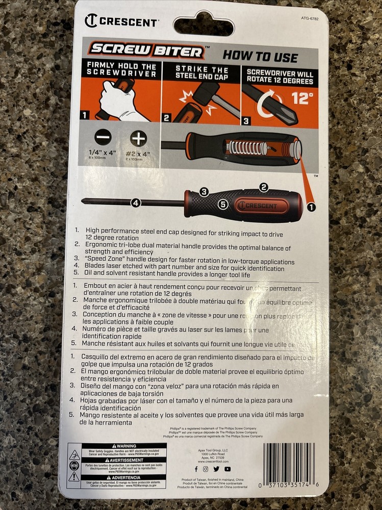 Crescent Screw Biter 2 Pc Impact Extraction Screwdriver Set
