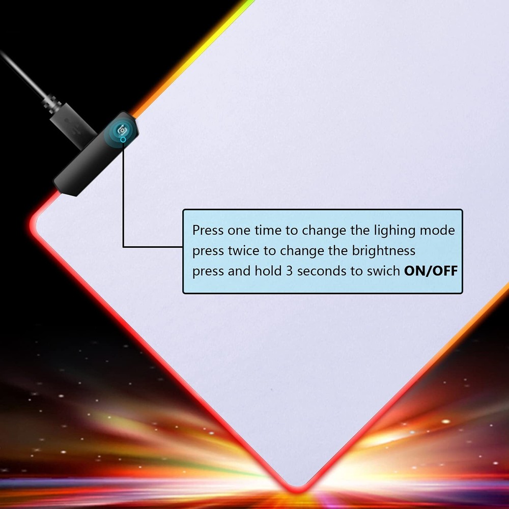 RGB Mousepad Led Mouse Pad, Large Mouse Pad,Led and Big Mouse mat(White)