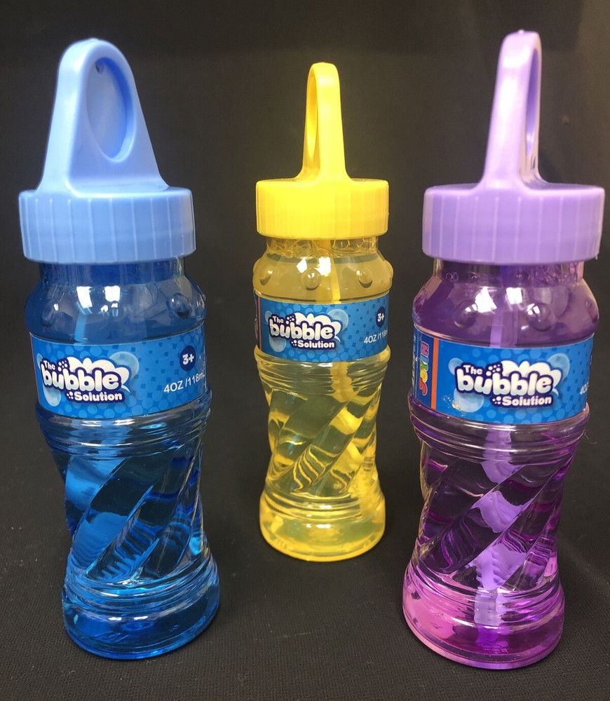 Bubbles Solution 3 - 4oz Bottles, Assorted Colors