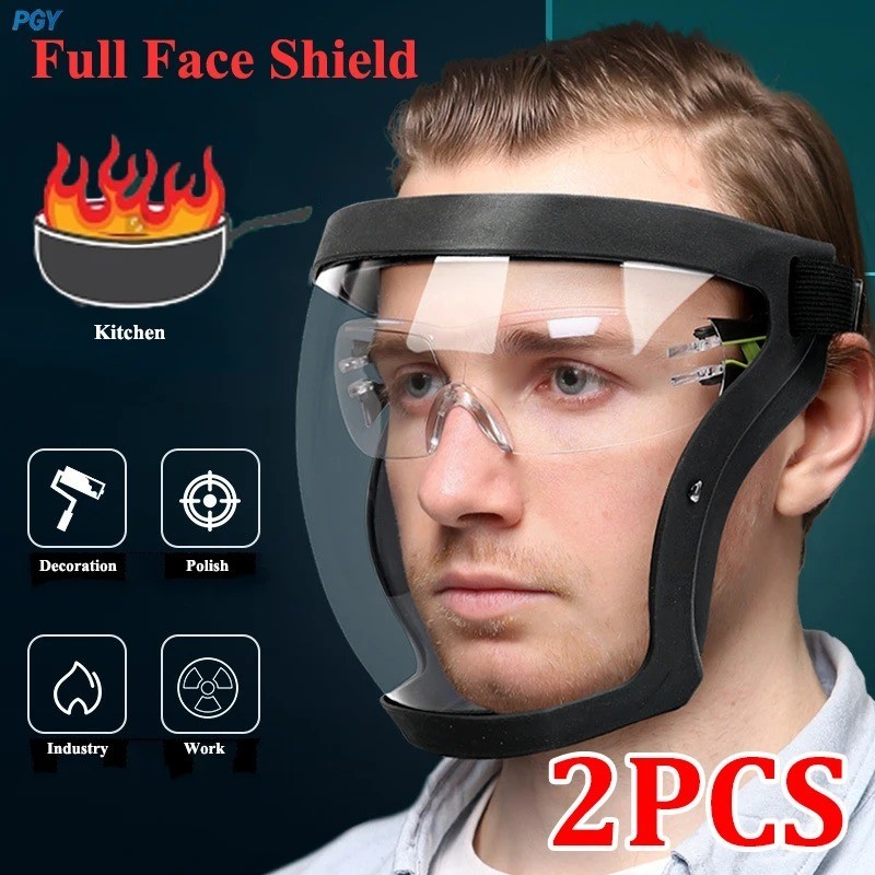 Transparent Face Shield Splashproof Protective Safety Mask for Work (2pcs set)