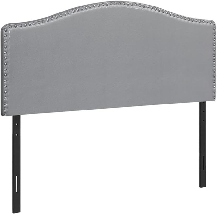 Transitional Grey Upholstered Queen Bed with Leather-Look Headboard