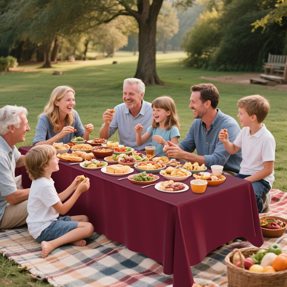 Plastic Tablecloth 54" x 108"Disposable Tablecloth Rectangle 8 Pack Burgundy