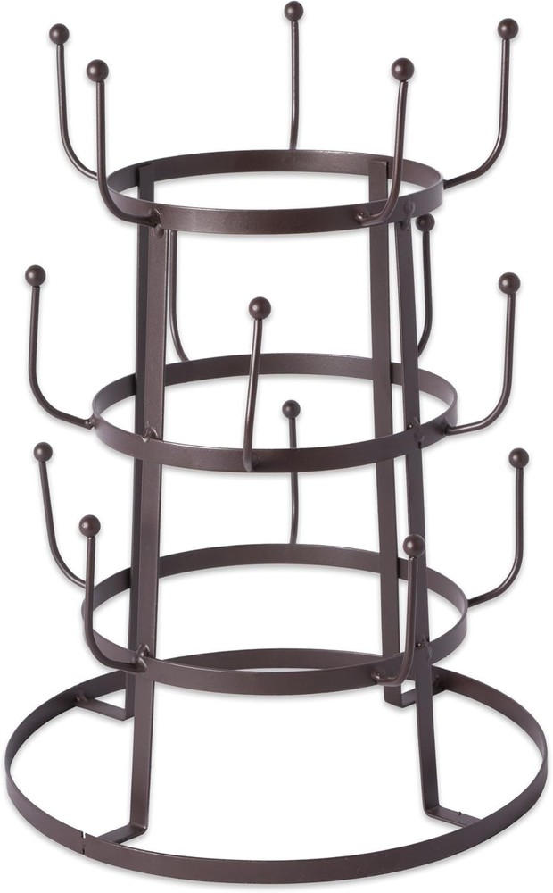 Traditional Iron Mug Tree Stand, Rustic Bronze