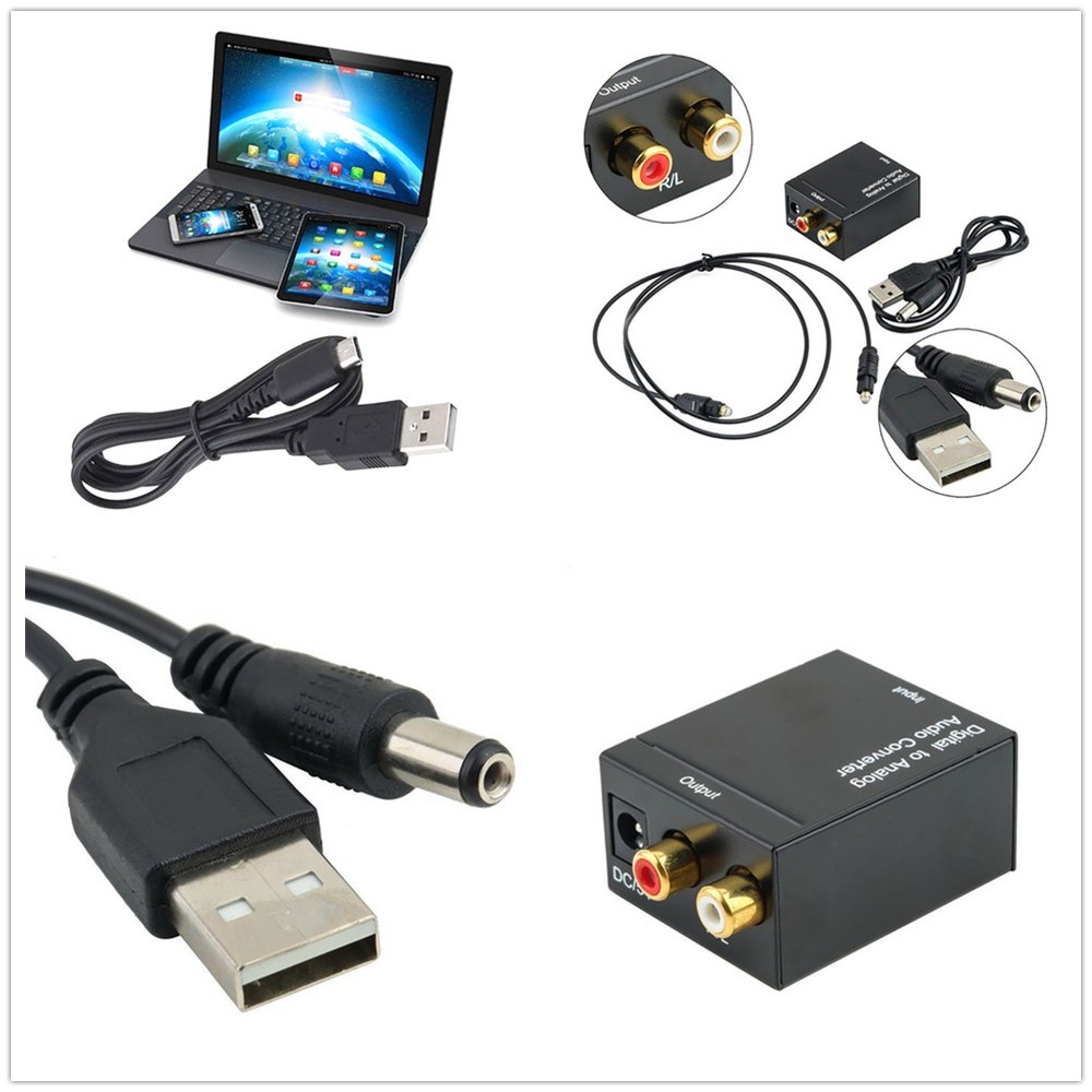Digital Analog Audio Converter Adapter Amplifier Decoder Optical Fiber Coaxial