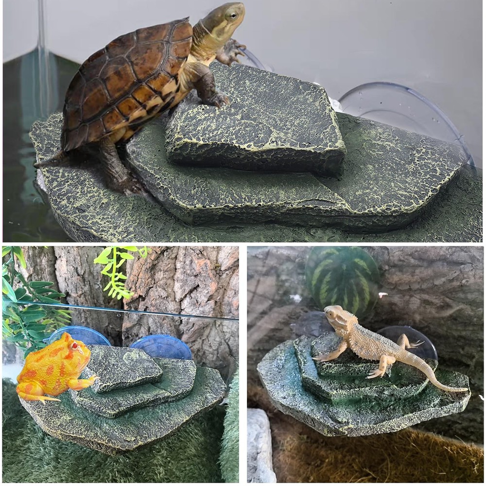 Green Tortoise Basking Platform Floating Resting Terrace With Suction Cup