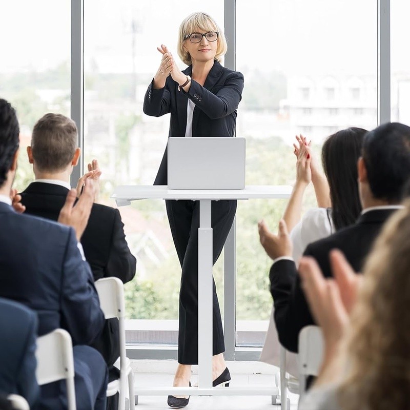 Adjustable Sit Stand Desk Mobile Rolling Lockable Ergonomic Workstation New