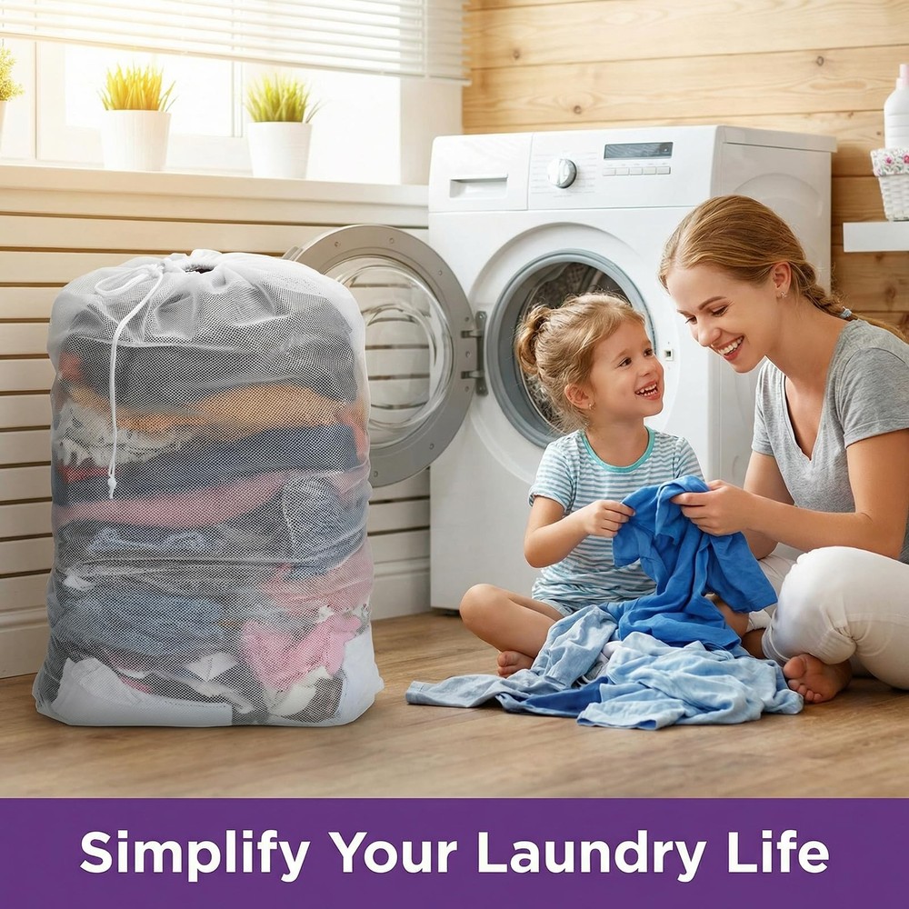 6 Pack Mesh Laundry Bag with Drawstring Closure, 24" x 36" Heavy Duty Extra L...