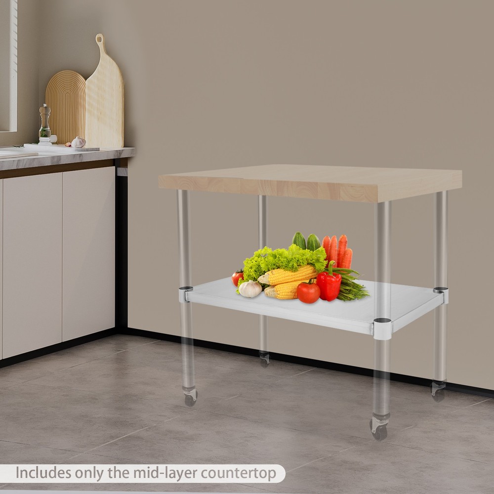 Stainless Steel Rectangular Shelf for Work Table, Adjustable 220 lbs Capacity