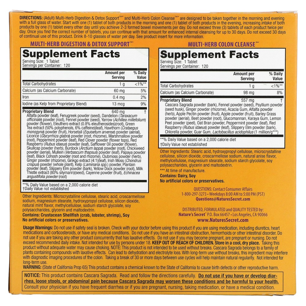 Ultimate Cleanse, 2 Part Total-Body Program, 2 Bottles, 120 Tablets Each