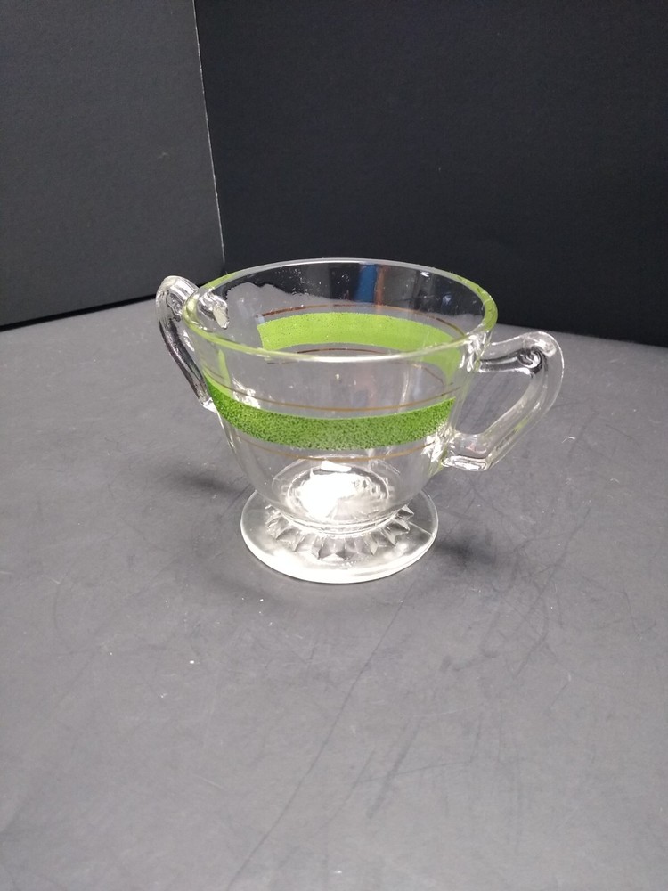 Kent Glass Green Stripe Sugar Bowl
