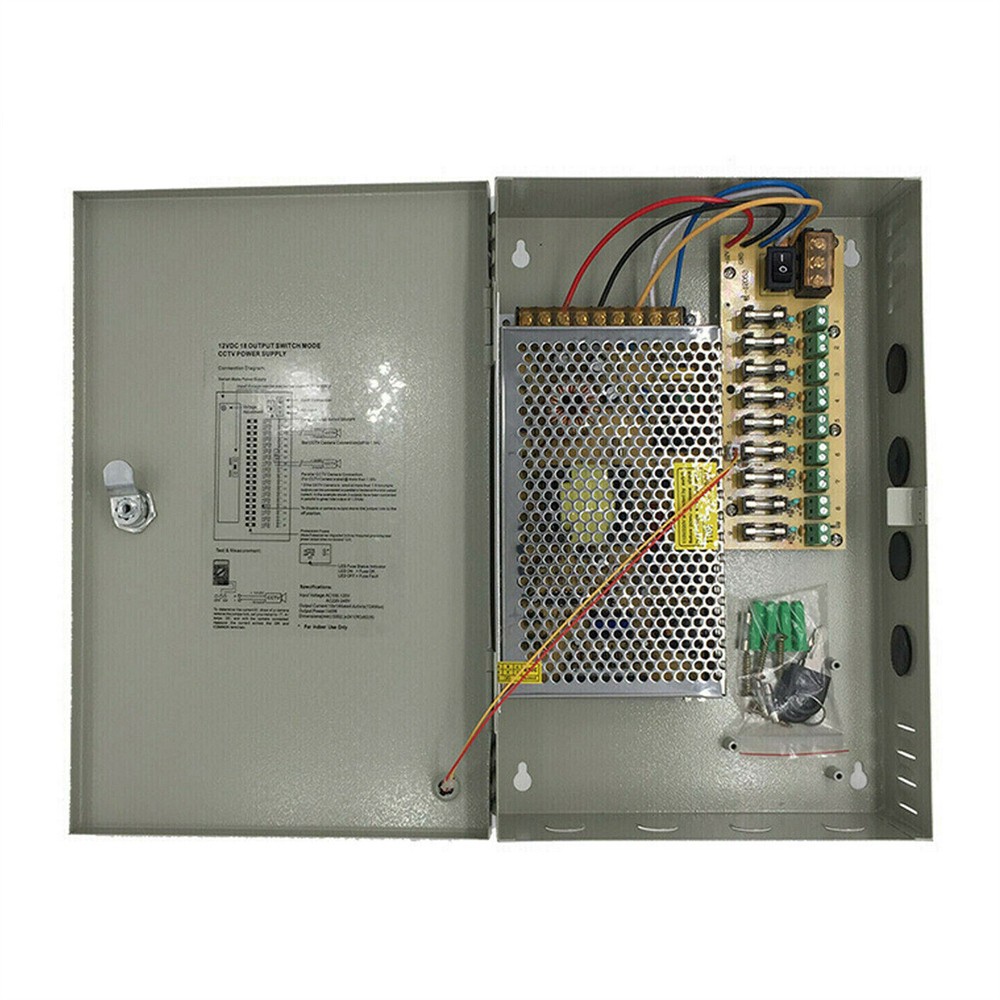Central Power Distribution Box 9 Output Overvoltage Protection for CCTV System