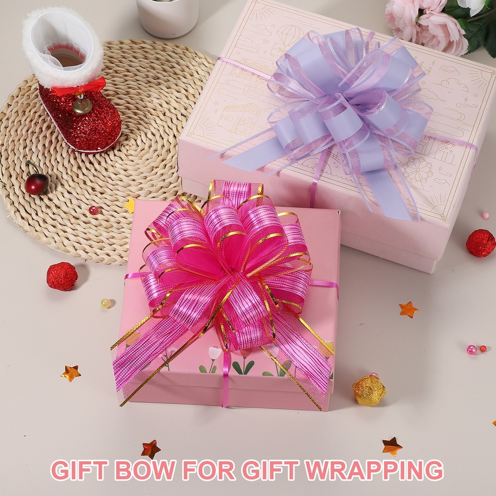 Large Gift Bow 8x6 Inch, 10 Pack Pull Bows for Gift Wrapping, Sky Blue