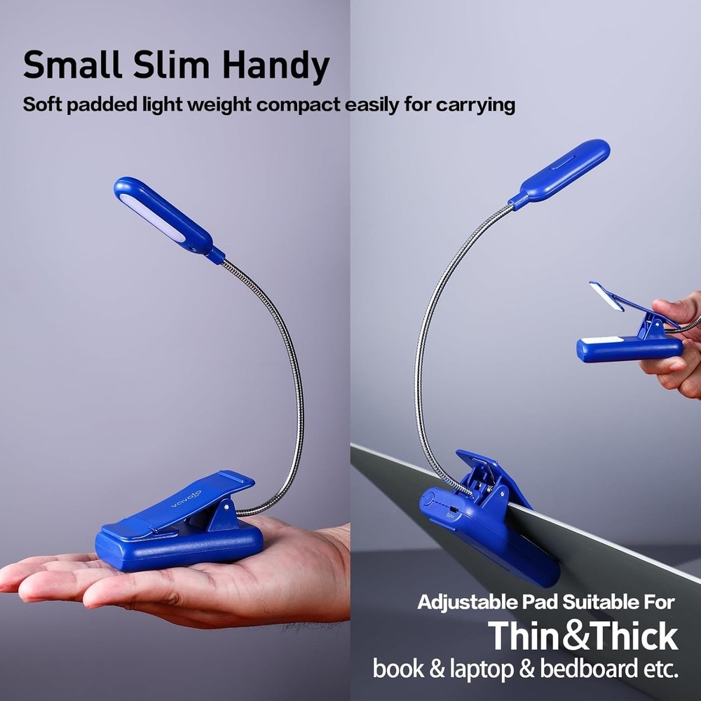 Portable LED Reading Light: Dimmable, Adjustable & Rechargeable for Comfort