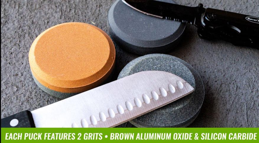 3Pc/3" Double Sided Round Sharpening Stone - Puck Set