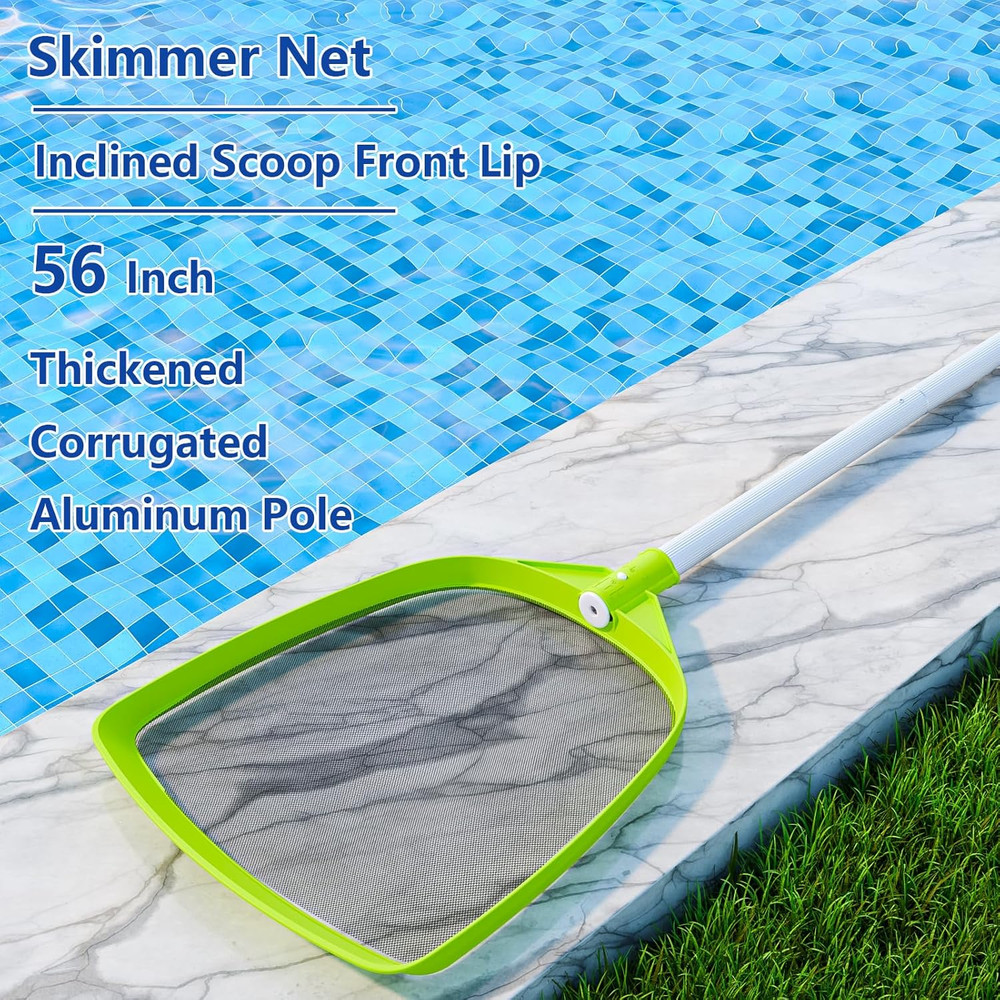 72" Pool Skimmer Net with Adjustable Pole Heavy Duty Leaf Rake Cleaning Tool Set