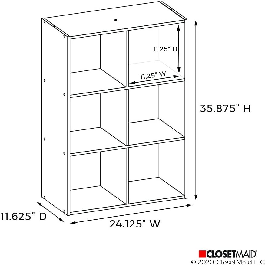 ClosetMaid Cubeicals 6 Cube Storage Shelf Organizer Bookshelf, Stackable, Vertic