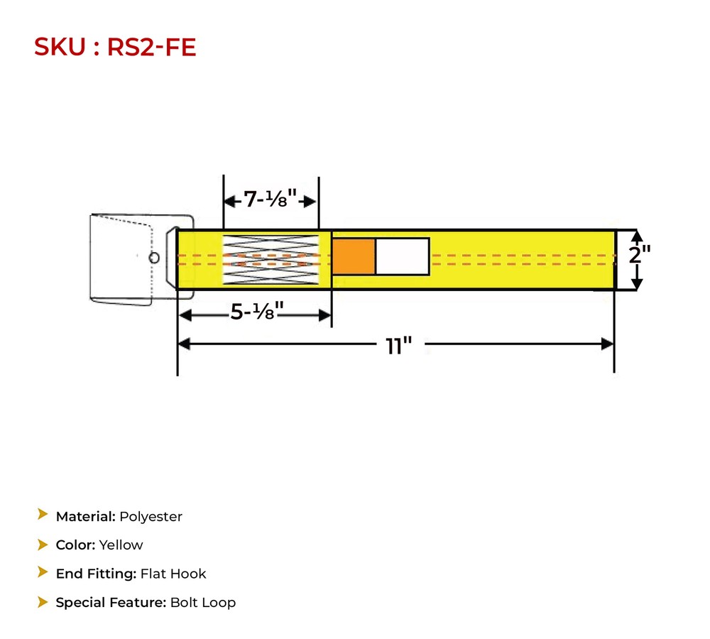 4PK 2"x11"Replacement Fixed End Tie Down Strap w/Flat Hook & Bolt Loop 3333lbs
