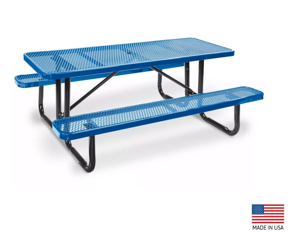 PICNIC TABLE Commercial - All Metal Construction & Steel Frame  6 Ft Rectangular