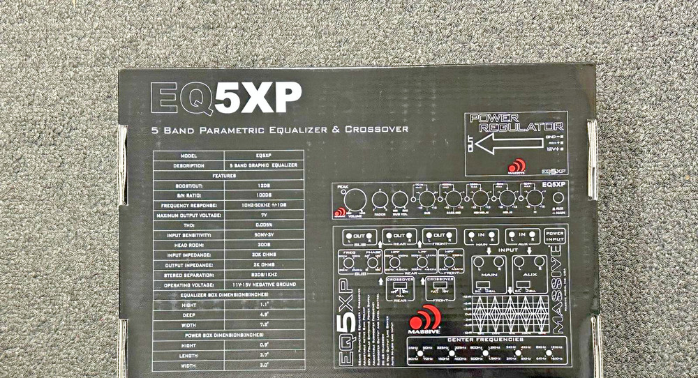 Massive Audio EQ5XP 1/2 DIN 5 Band Parametric Equalizer 8 Volt Line Driver NEW